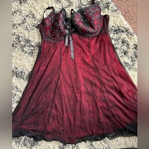 Elegant Red and Black Lingerie Dress